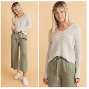Marine Layer Elisa V-Neck Cashmere Blend Sweater Oatmeal - Size XS